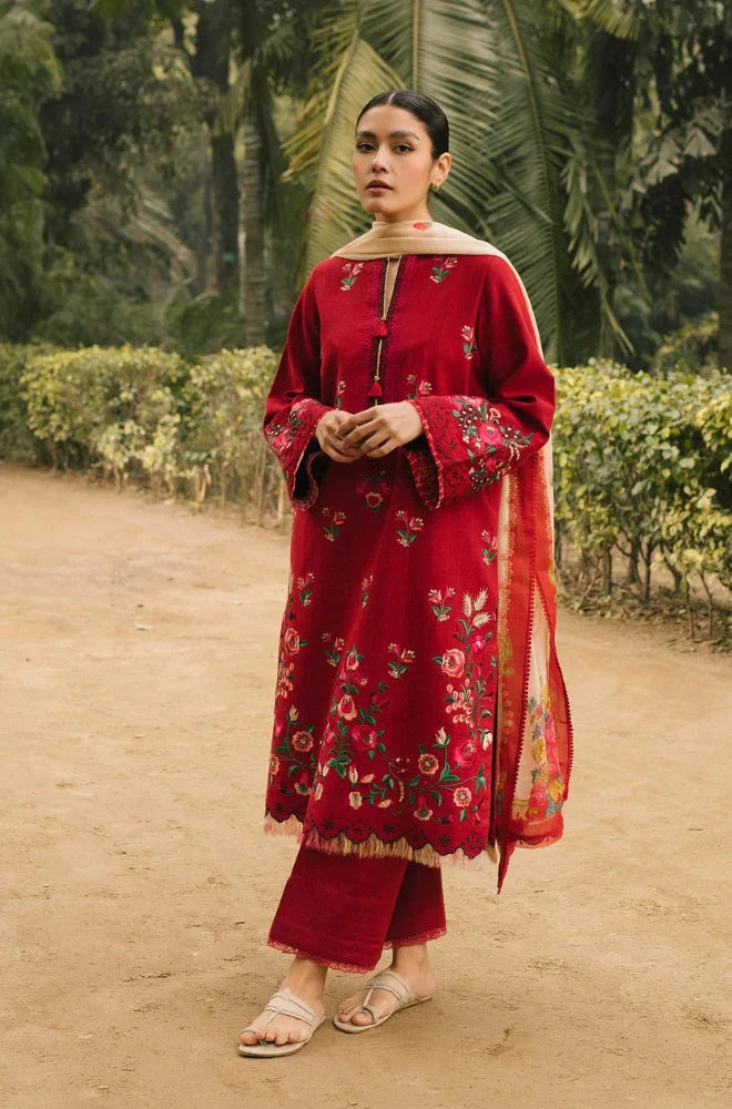 3PC LAWN EMBROIDERED DRESS WITH ORGANZA PRINT DUBATA-SS-10 RP