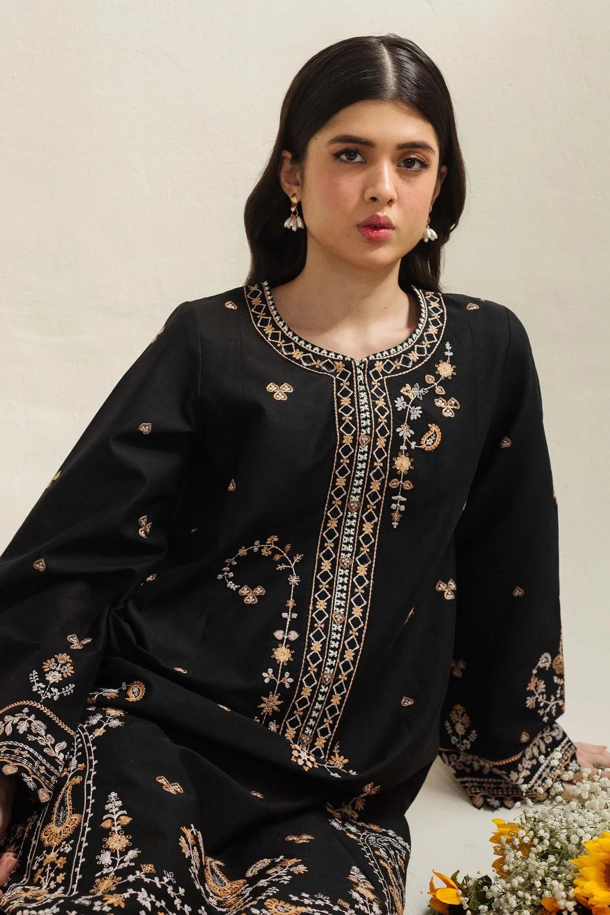 3PC LAWN EMBROIDERED DRESS WITH DIAMOND PRINT DUBATA-SS-13 RP