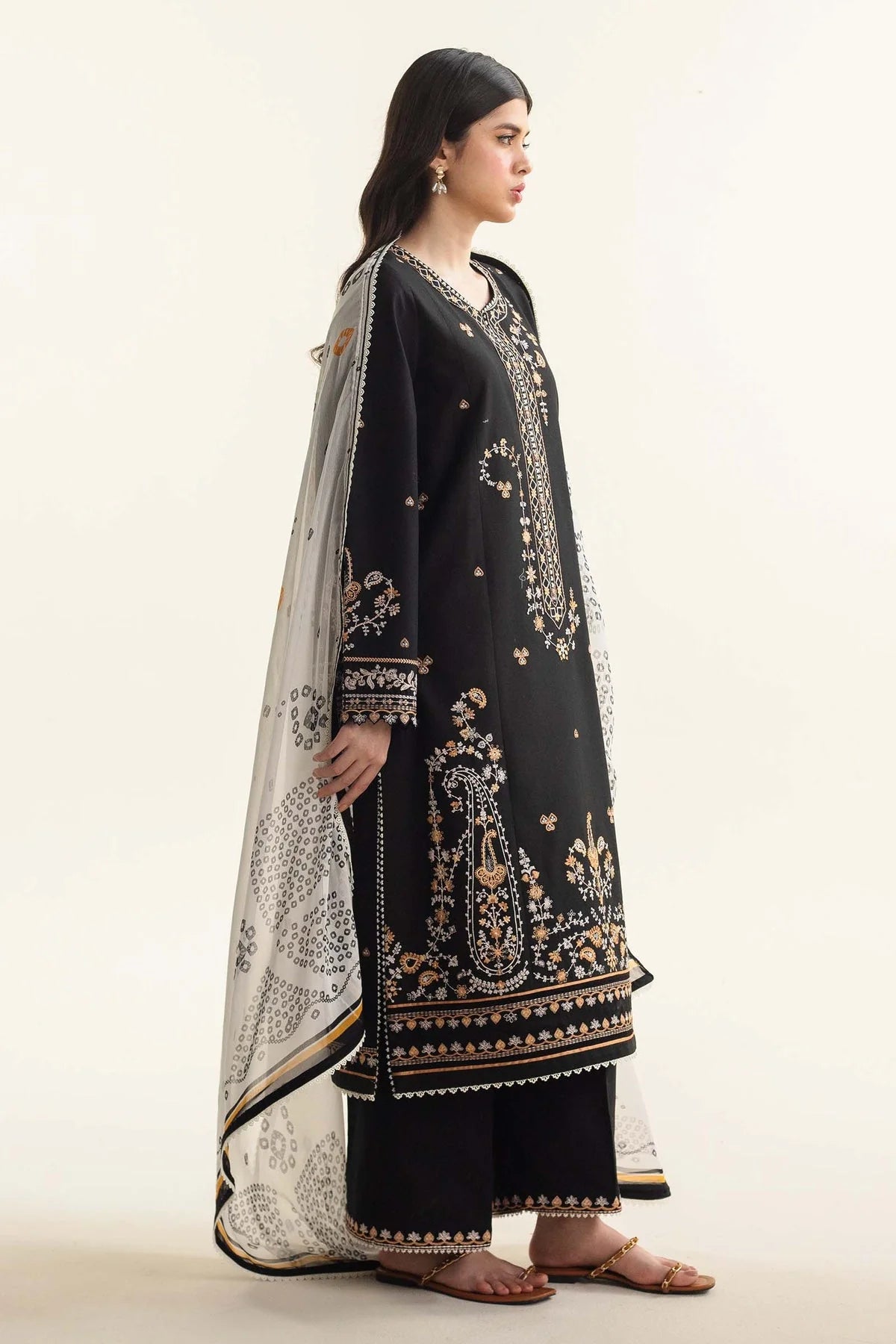 3PC LAWN EMBROIDERED DRESS WITH DIAMOND PRINT DUBATA-SS-13 RP