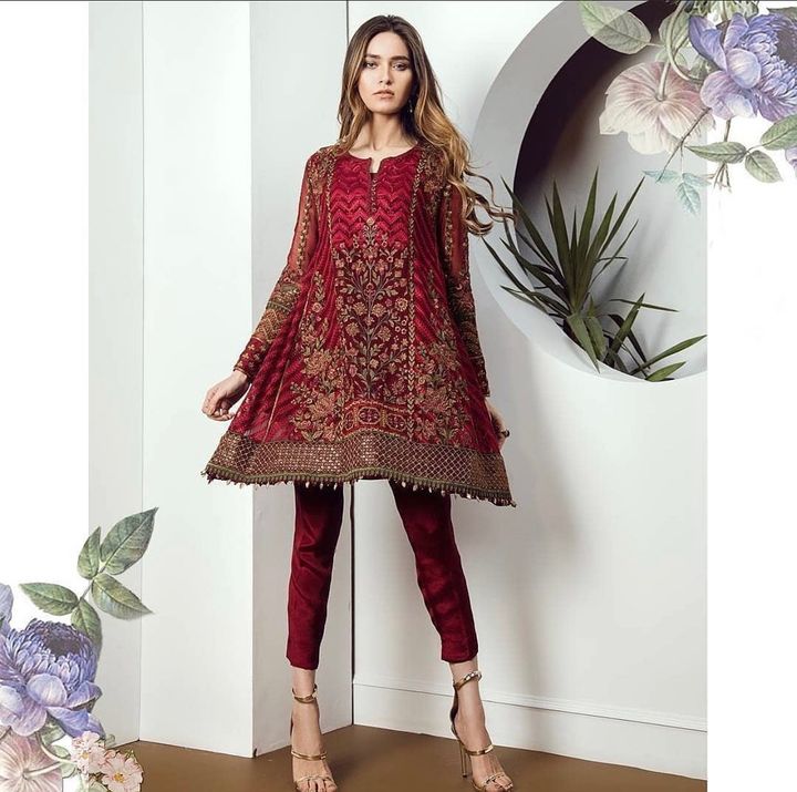 3PC  LAWN EMBROIDED DRESS  BQ MAHROON RP