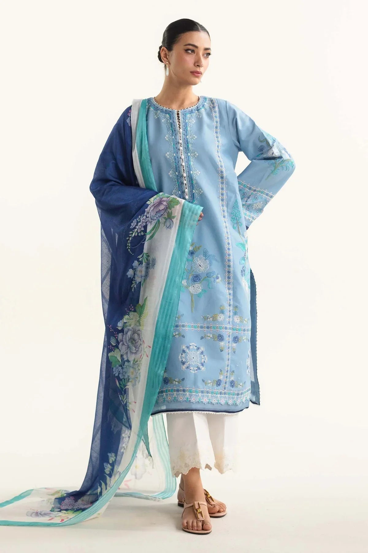 3PC LAWN EMBROIDERED DRESS WITH DIAMOND PRINT DUBATA- SS-05 RP