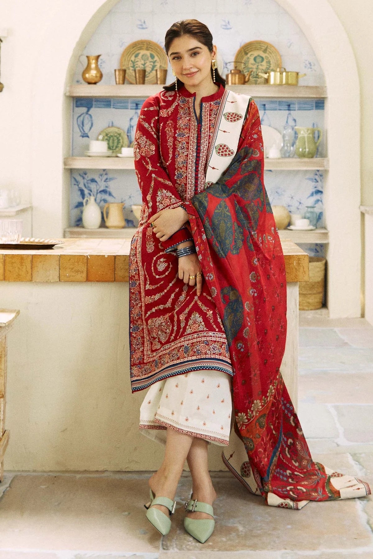 3PC EMBROIDERED DHANAK DRESS-SS-2 RP