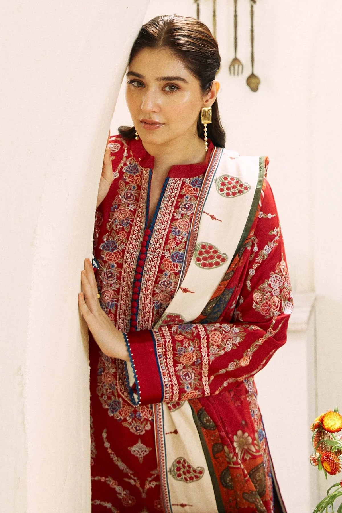 3PC EMBROIDERED DHANAK DRESS-SS-2 RP