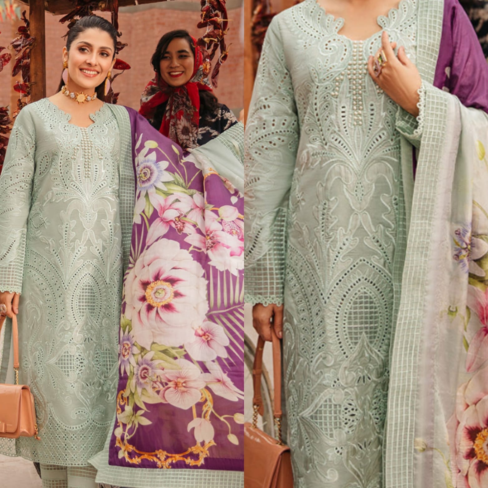 3PC EMBROIDERED DHANAK DRESS MUSHK RP