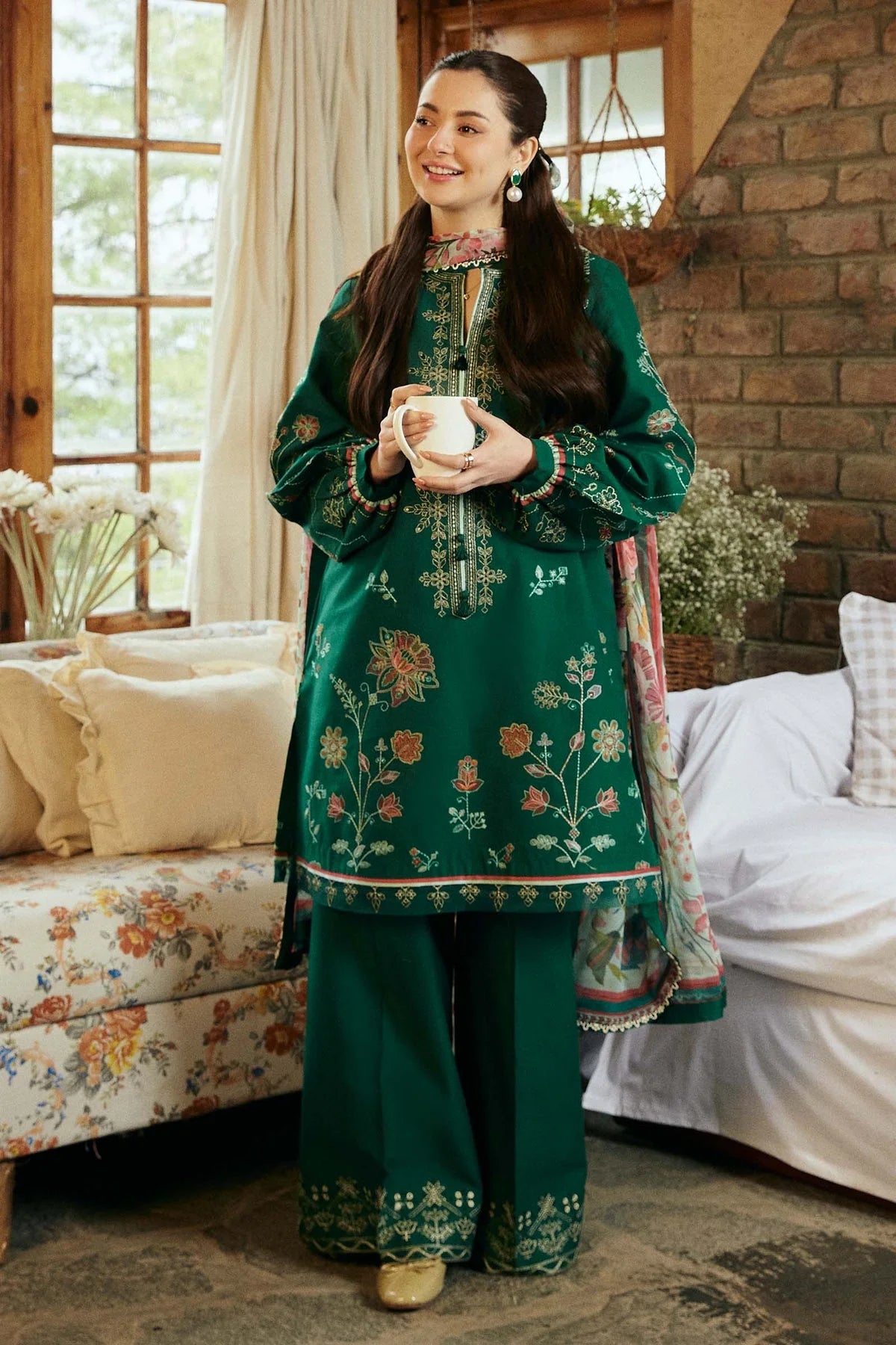 3PC LAWN EMBROIDERED DRESS WITH DIAMOND PRINT DUBATA-SS-11 RP