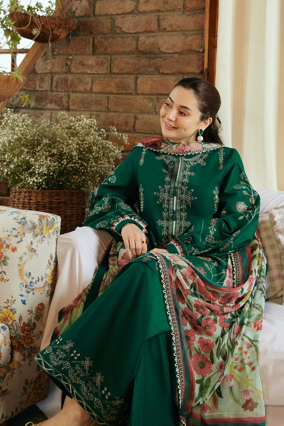 3PC LAWN EMBROIDERED DRESS WITH DIAMOND PRINT DUBATA-SS-11 RP