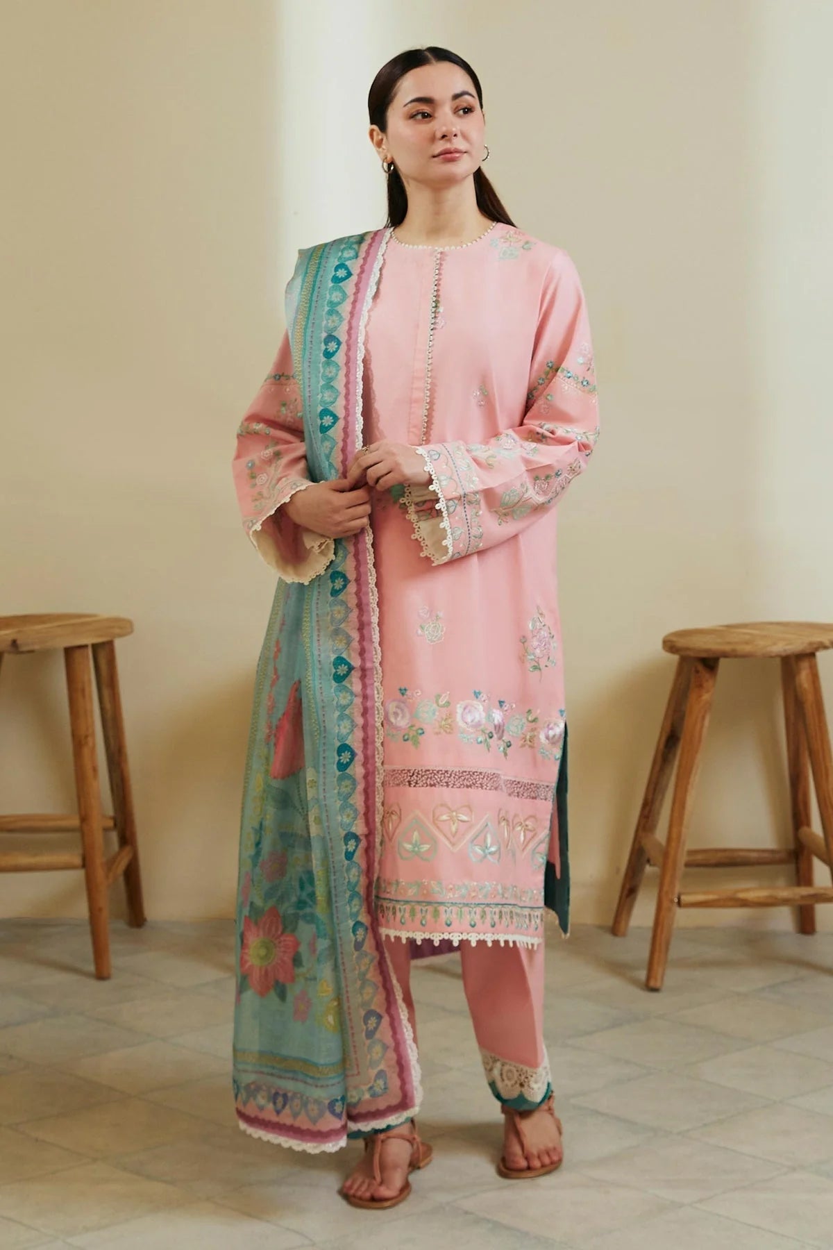 3PC LAWN EMBROIDERED DRESS WITH DIAMOND PRINT DUBATA- SS-03 RP