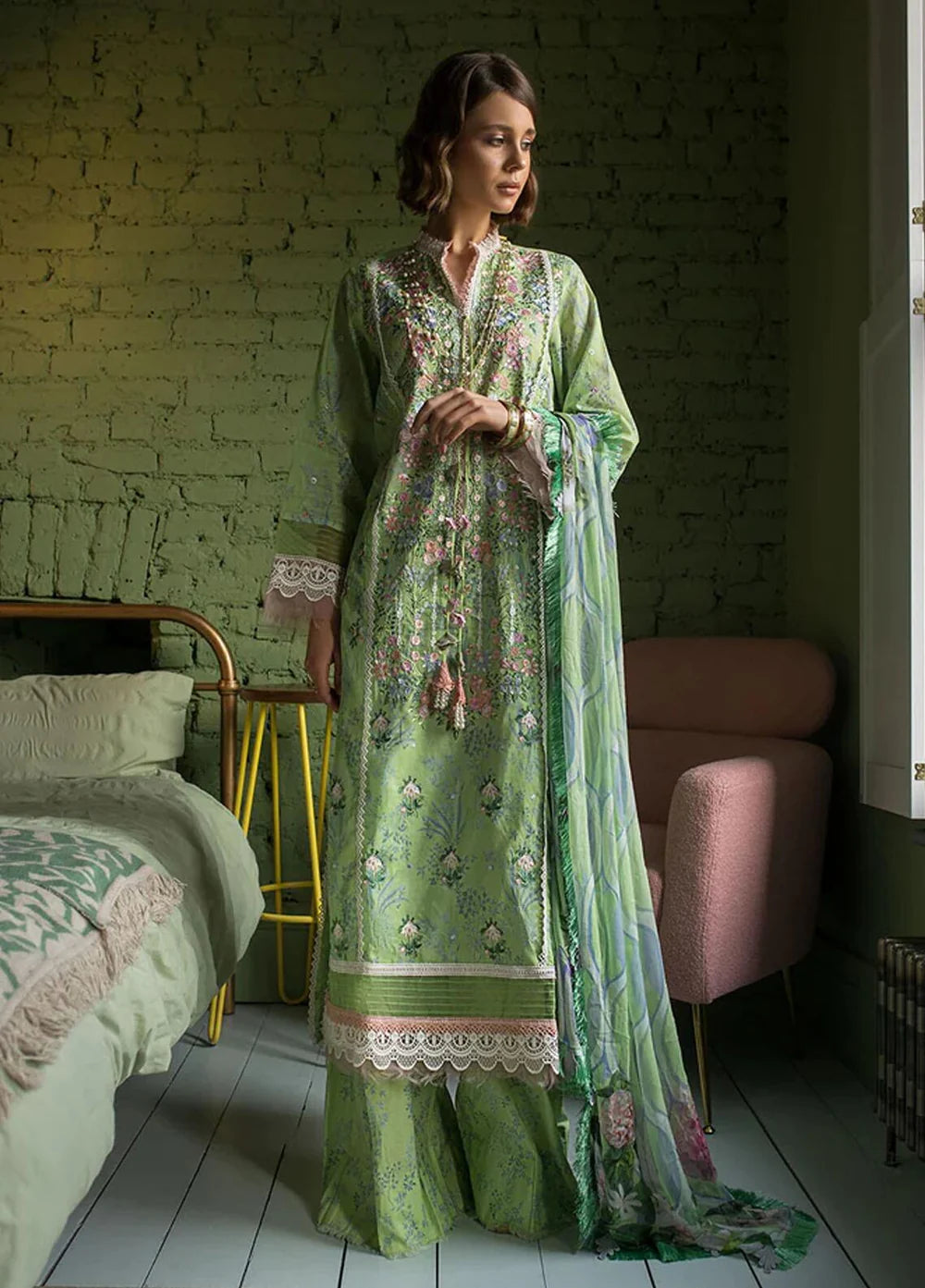 3 PC DIGITAL PRINT LAWN WITH EMBROIDERED PATCH -SS-22 RP